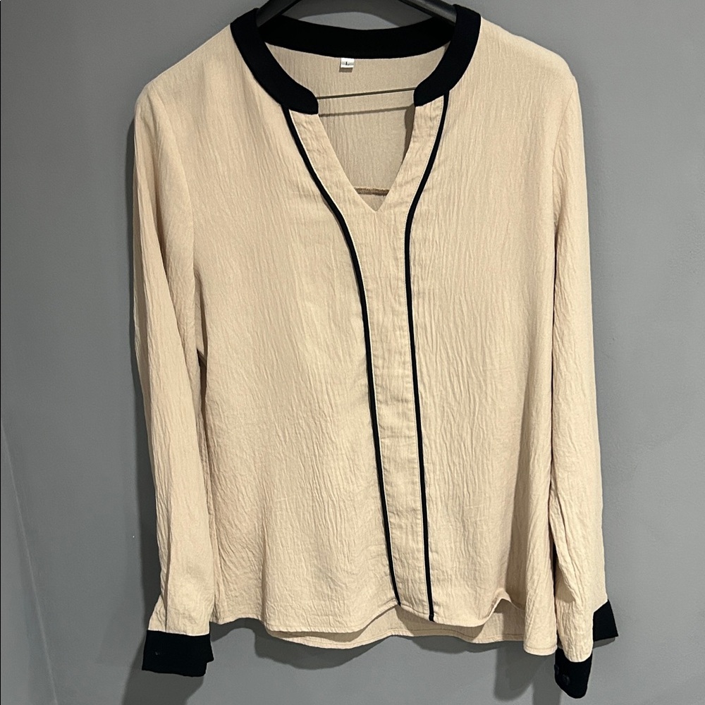 Elegant Cream and Black Women's Top